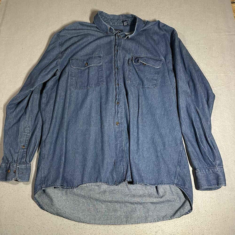 Canyon Ridge Vintage Denim Shirt Men's 2XT Blue Ranch Western